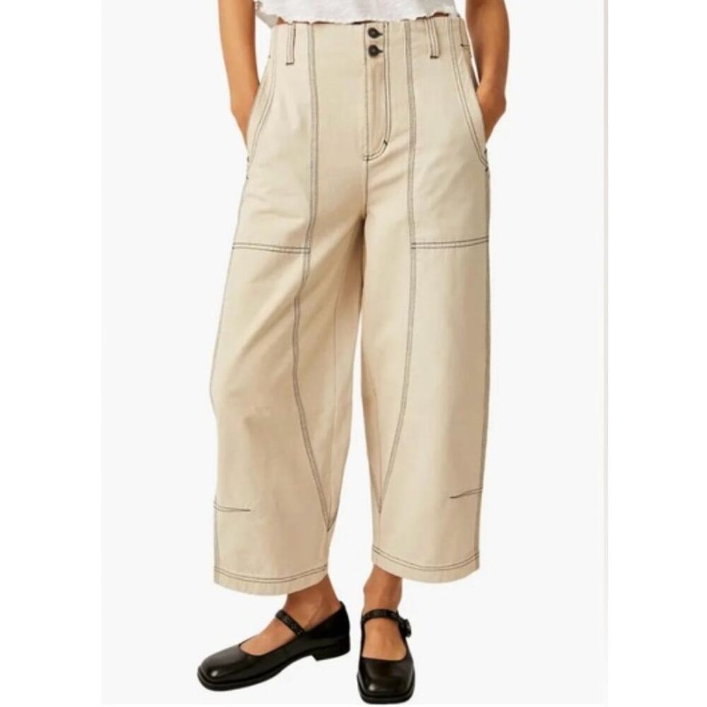 FREE PEOPLE Sawyer Carpenter Pants in Morning Oat Size 4